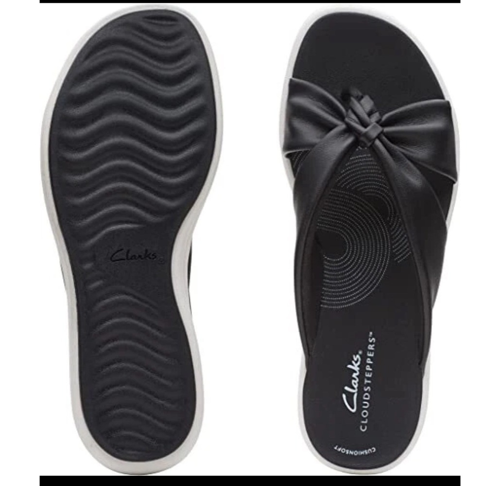 Clarks Cloudsteppers Arla Kaylie Black Knotted Bow Platform Sandals Womens 9 NEW